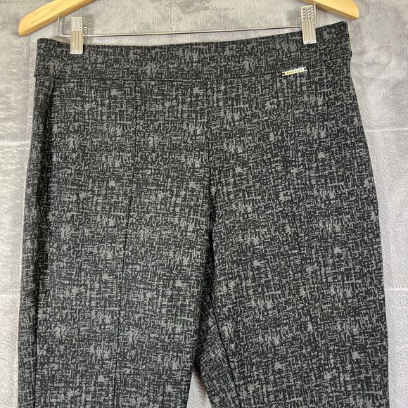 Anne Klein Pants Womens 10 Black Geometric Ponte Knit Pull On Ankle Career Work - Picture 3 of 12